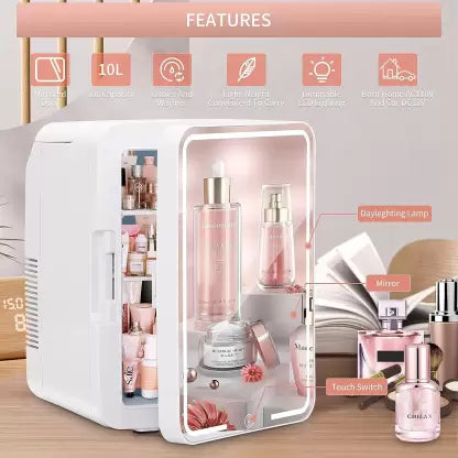 Chill N Glam- Makeup Fridge with Vanity Mirror